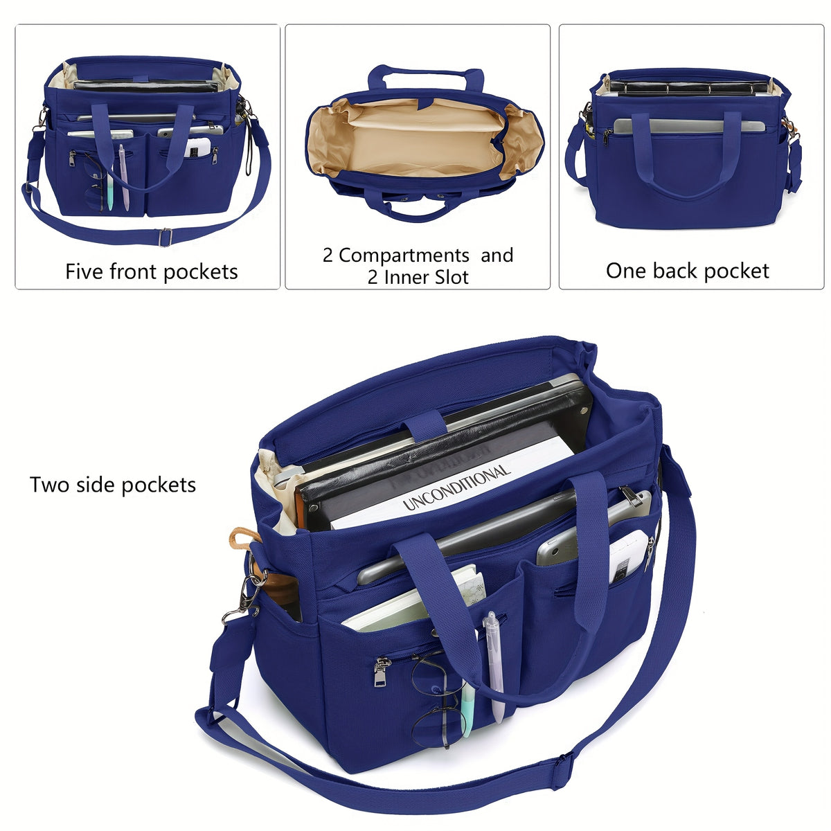 Canvas Handbag Set for Women, Listed 2-Piece Work and Crossbody Shoulder Bag Collection for Travel, Fitness and Daily Use with Small or Large Size Options