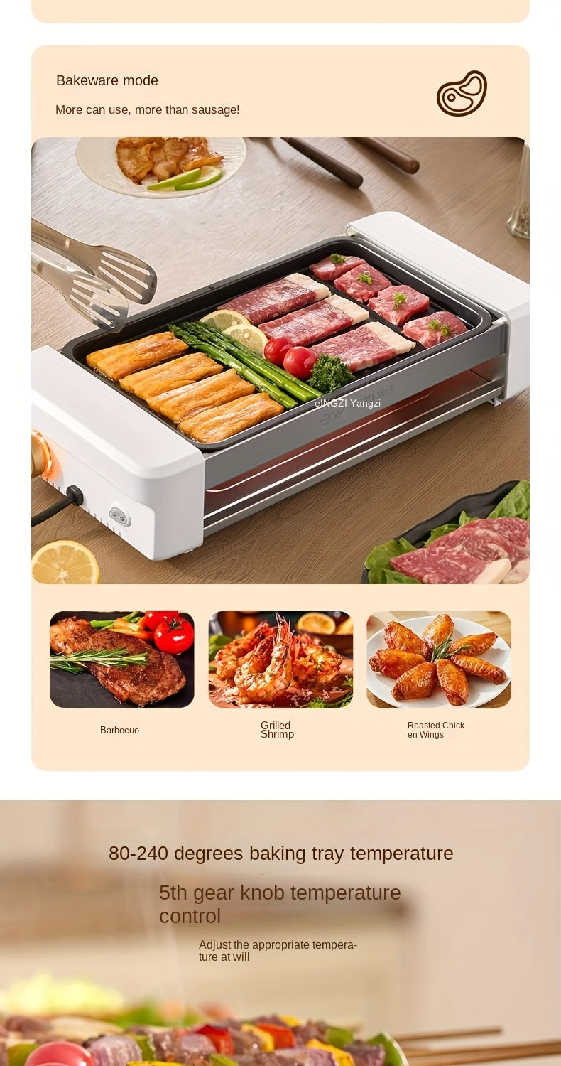 Countertop Sausage Grill with Adjustable Temperature, Nonstick Pan and Detachable Panel, Listed 4-in-1 Cooking Design with White or Black Gift Bag Option Labels