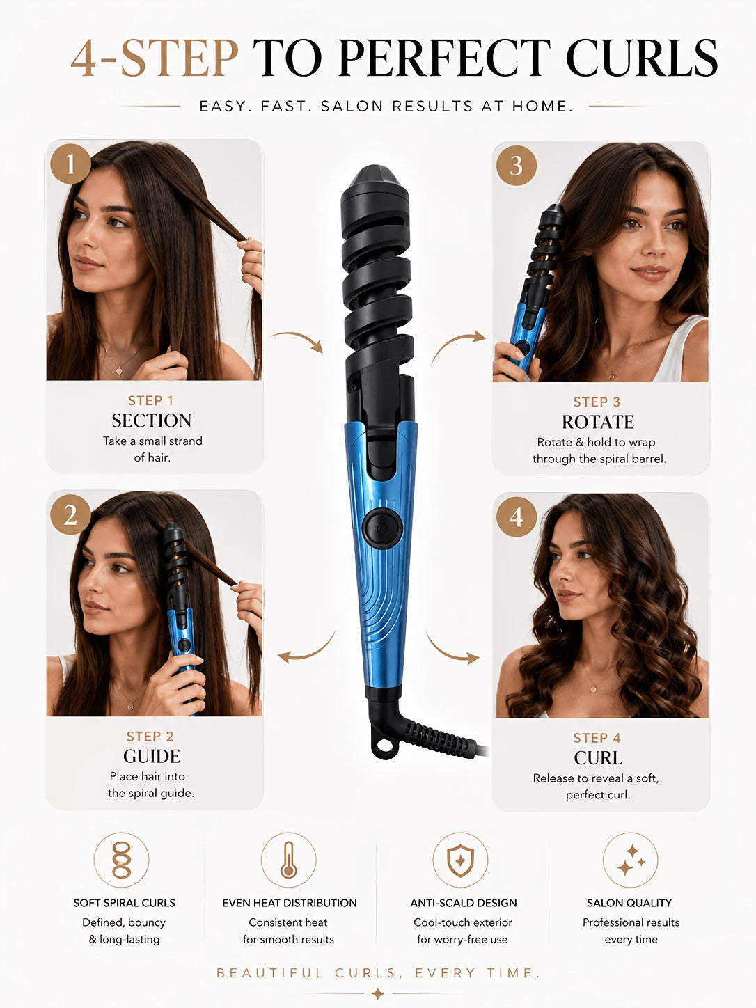 Flat Iron and Curling Iron Hair Styling Set with Comb, Upgraded Three-in-One Kit for Straight Hair, Curls and Wave Styling Routines, Birthday or Mother's Day Gift Idea