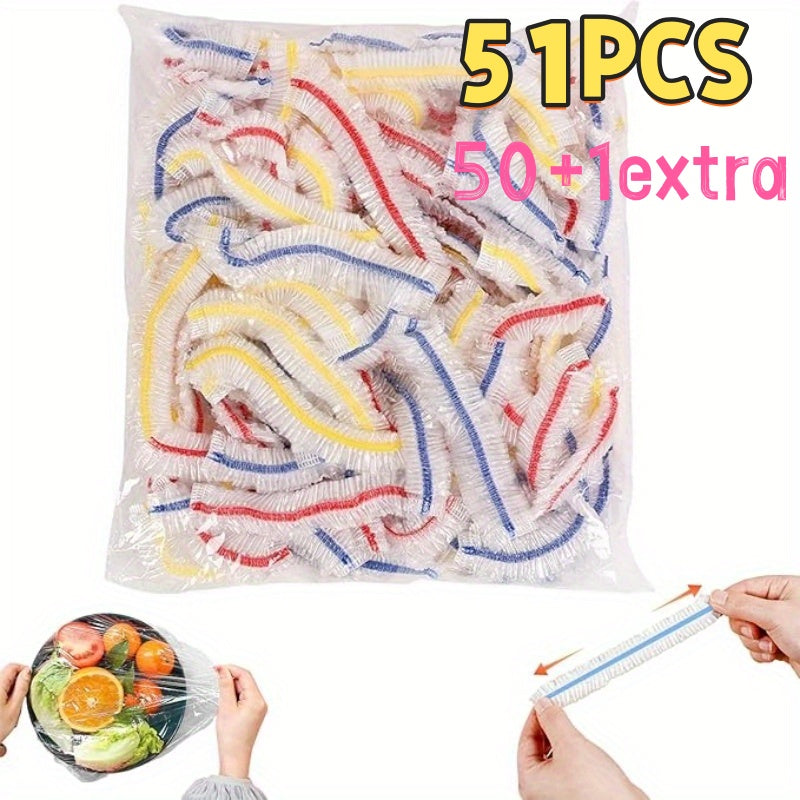 Elastic Bowl and Plate Covers, Stretchable Plastic Cover Packs of 51, 102 or 203 Pieces in Clear or Colorful Options for Home Kitchens and Picnic Dishes