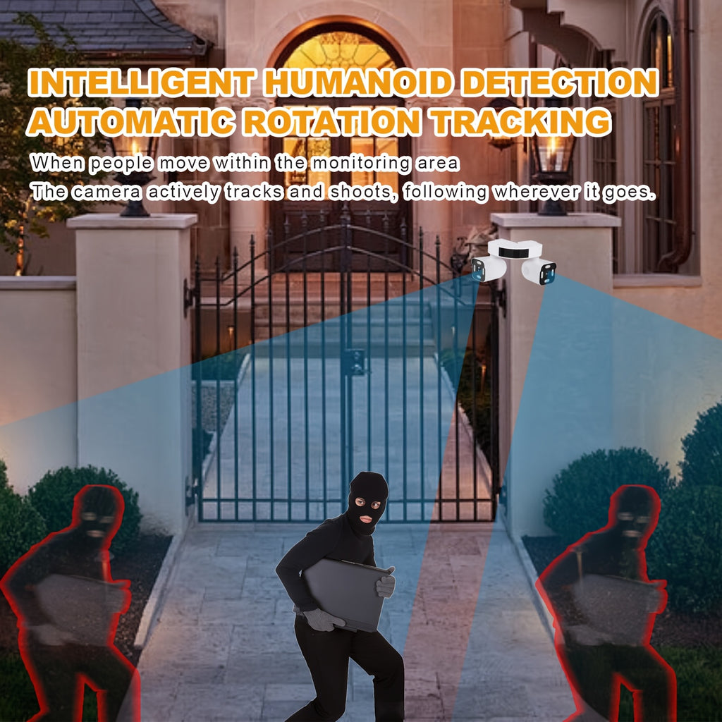 10X Zoom Security Camera with 5MP Dual Lenses, 355° PTZ, 2.4GHz WiFi, Color Night Vision, Two-Way Audio and Motion Tracking for Outdoor Home Monitoring