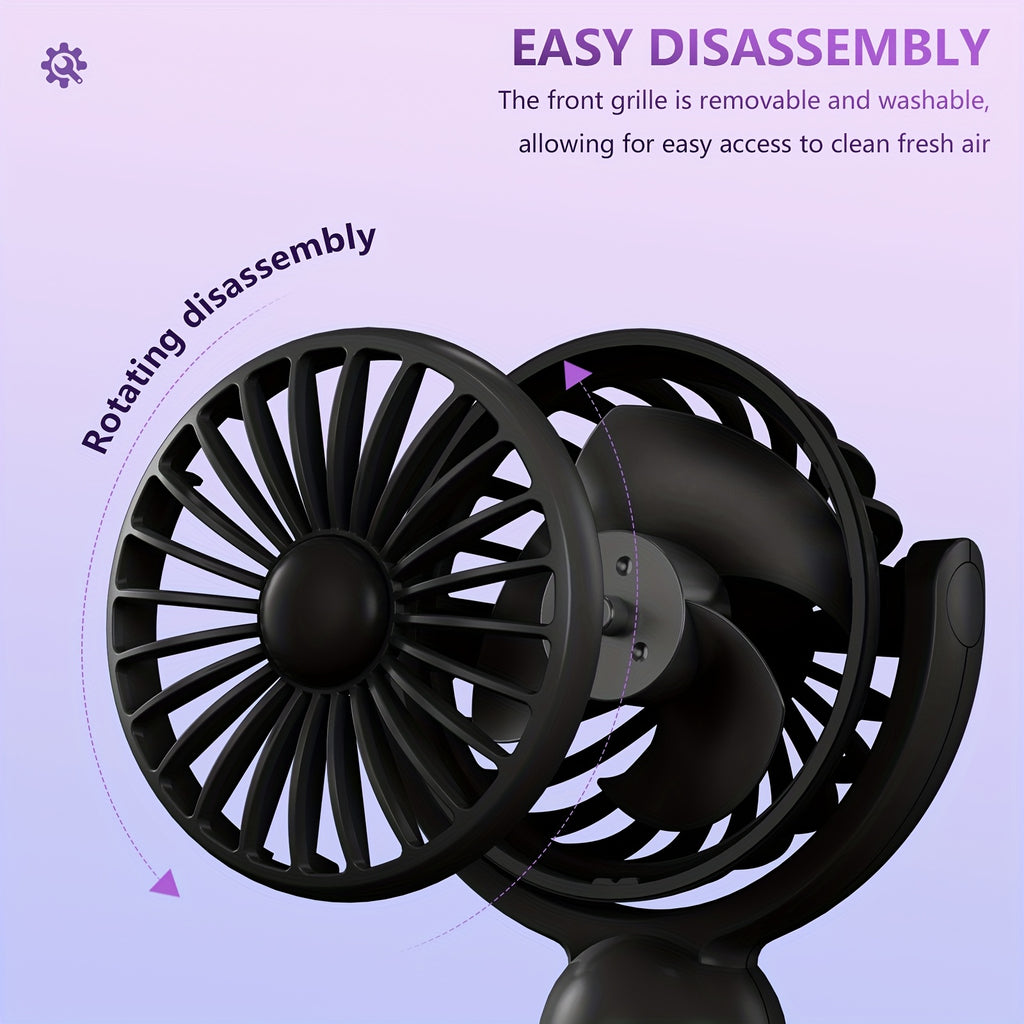 Rechargeable Handheld Fan 3-Pack in Pink, Purple and Black with Three Speeds, USB-C Charging and Listed 180-Degree Adjustment for Travel and Summer Outings