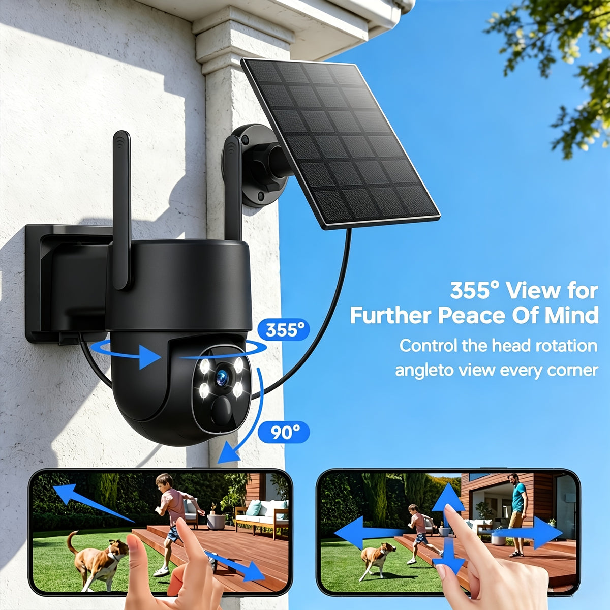 4G LTE Solar Security Camera 5MP with No-WiFi Connectivity, 360° PTZ View, AI Human Tracking, Color Night Vision and Two-Way Audio for Farms and Yards