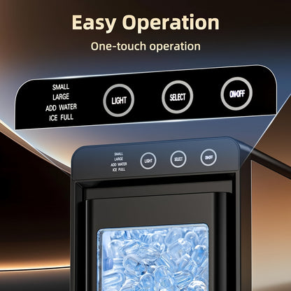 Selectable-Size Countertop Ice Maker with 26lb Daily Output Reference, Self-Cleaning Function, Interior Light, Basket and Scoop in White, Grey or Black-1