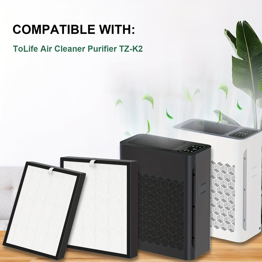 Air Purifier Replacement Filters Compatible with Tolife TZK2 and TZK2A, 4-Pack 3-in-1 Activated Carbon Filtration for Household Dust, Pet Dander and Odors