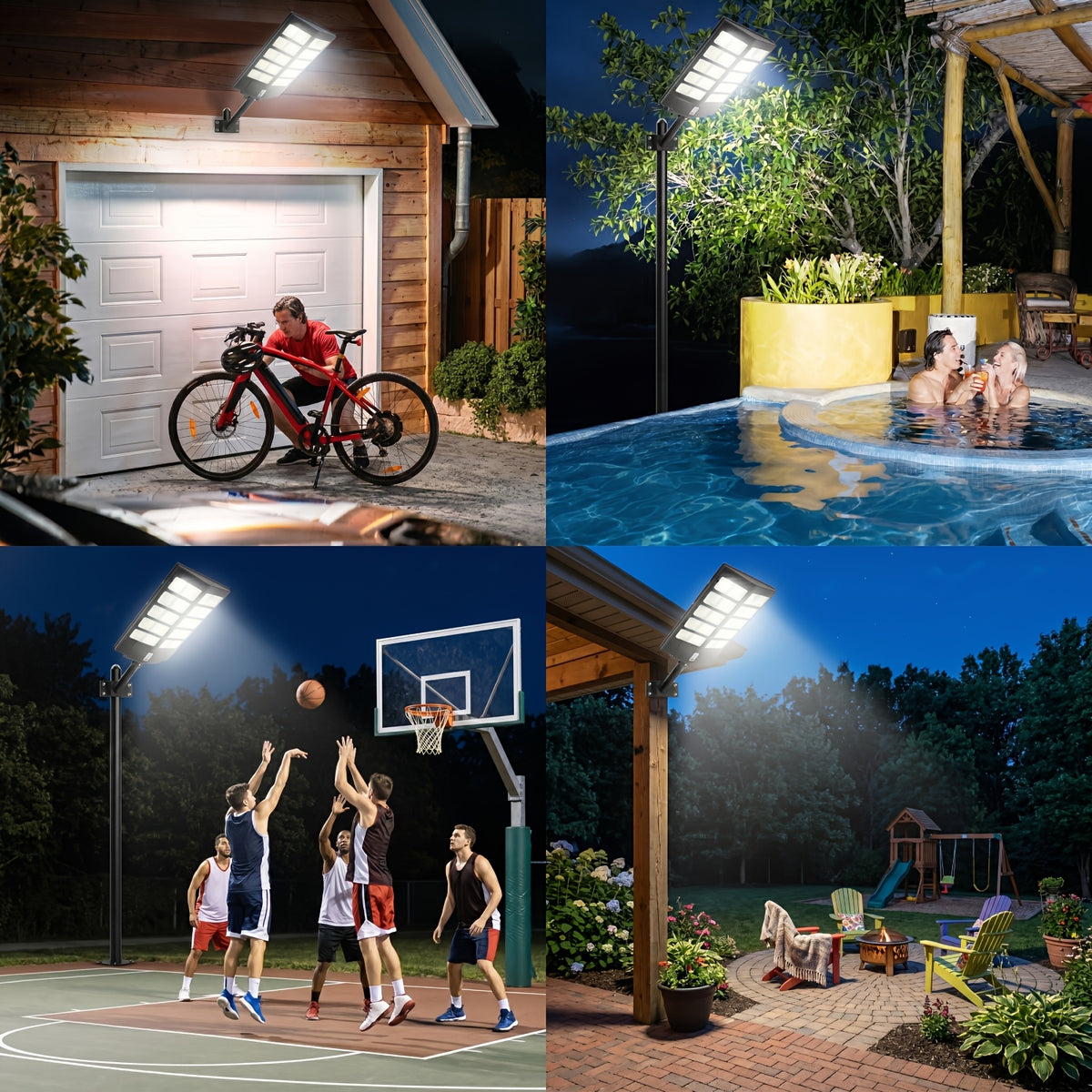 Solar Street Light with Motion Sensor and Remote Control, Matte Black Single-Pack 270, 360 or 800 LED Options with 6500K and Three Lighting Mode References