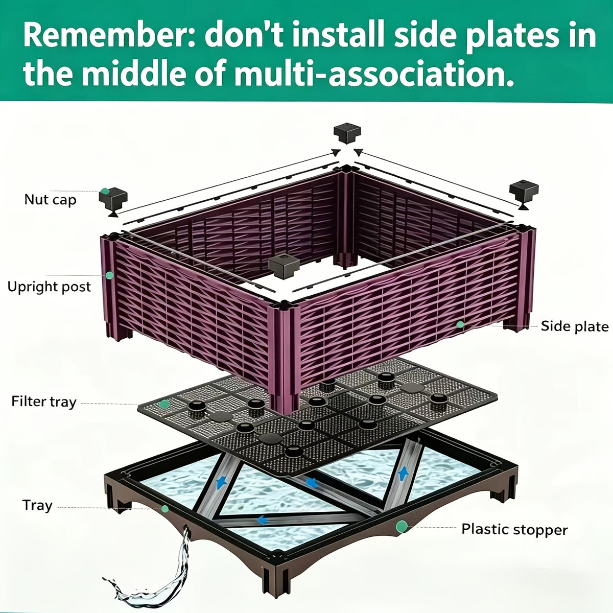 Linkable Elevated Planter Boxes with Legs, Black Woven-Style Plastic Garden Containers with Drainage Holes for Flowers, Herbs and Vegetables, 1, 2 or 4 Pieces