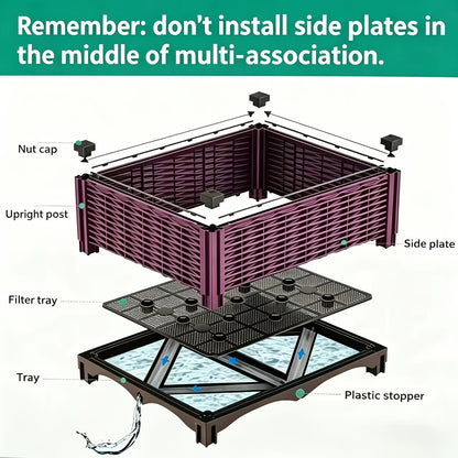 Linkable Elevated Planter Boxes with Legs, Black Woven-Style Plastic Garden Containers with Drainage Holes for Flowers, Herbs and Vegetables, 1, 2 or 4 Pieces