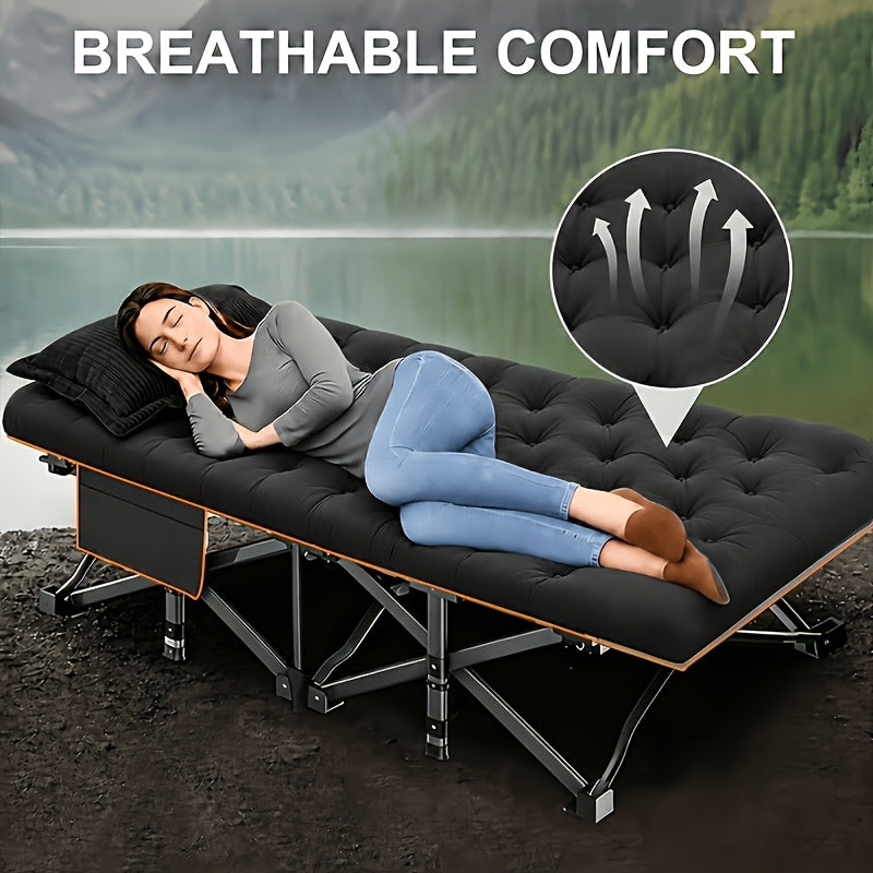 Portable Folding Camping Bed for Adult Guest Rest and Outdoor Trips, Black or Grey Model Labels with Listed 500, 600 or 700 lb Ratings and No Mattress Option