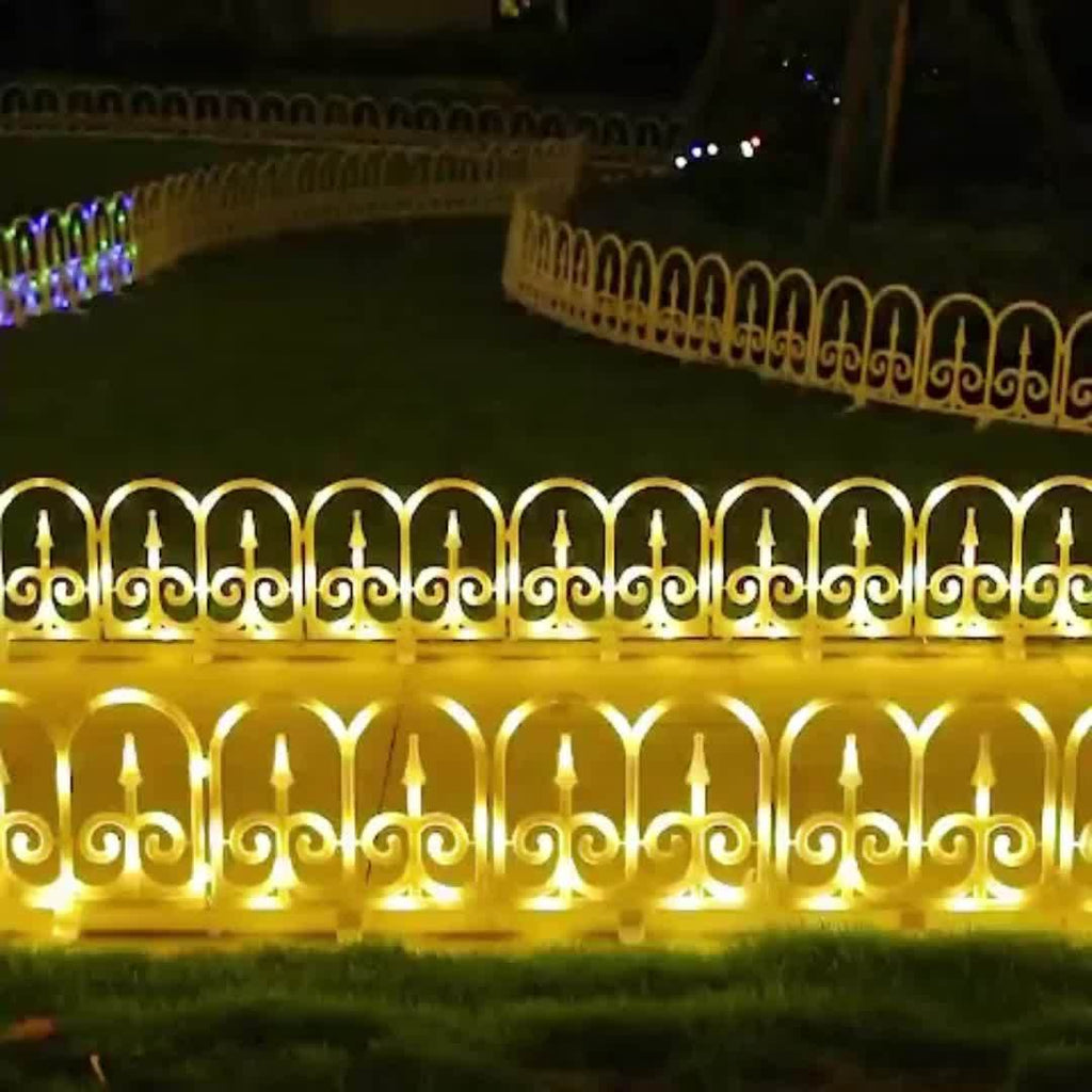 Outdoor Solar Fence Lights in Eight-Piece Packs, Warm Color, Multicolor or Red-Green Options with Listed Solar or USB Power for Patio and Holiday Decoration