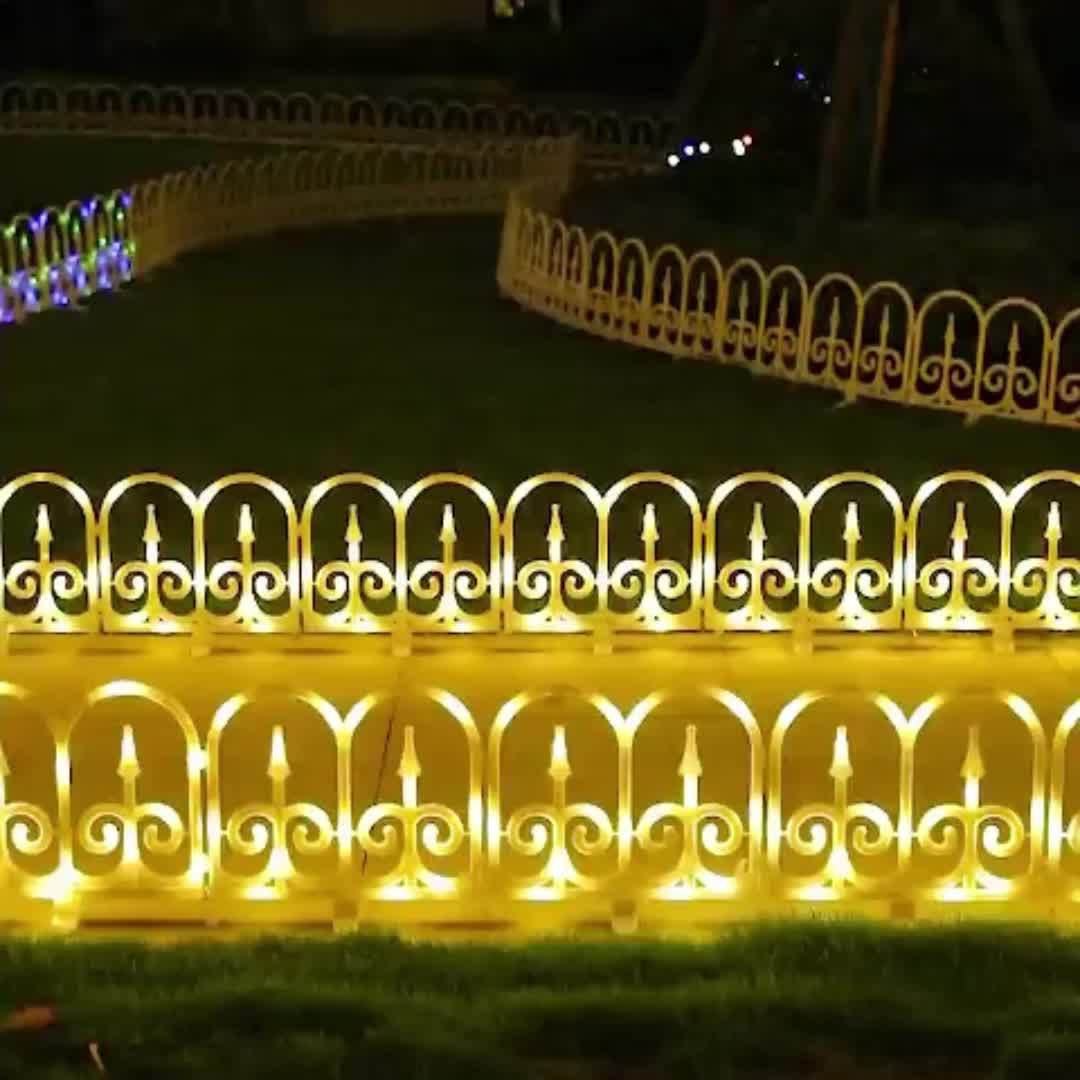 Outdoor Solar Fence Lights in Eight-Piece Packs, Warm Color, Multicolor or Red-Green Options with Listed Solar or USB Power for Patio and Holiday Decoration