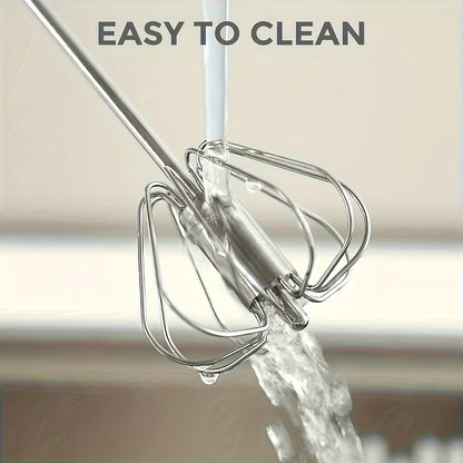 Manual Whisk and Milk Frother, Stainless Steel Handheld Egg Beater for Mixing Eggs and Cream, Everyday Home Baking Tool and Kitchen Gift