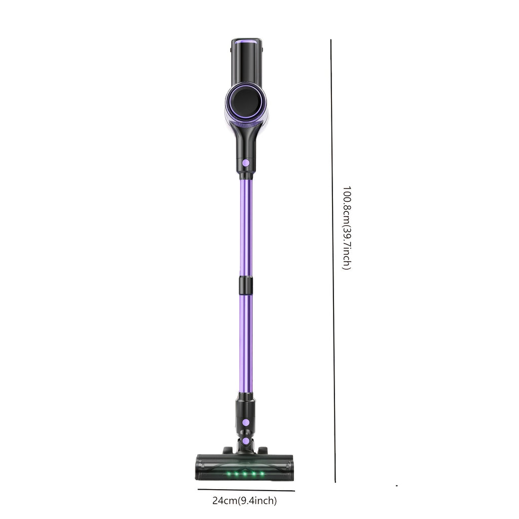 10-in-1 Cordless Stick Vacuum Cleaner, Lightweight Rechargeable Vacuum with Anti-Tangle Roller Brush, Upgraded Green LED Light and 45-Min Runtime, Powerful Suction for Hardwood Floors, Carpet, Pet Hair and Car Interior