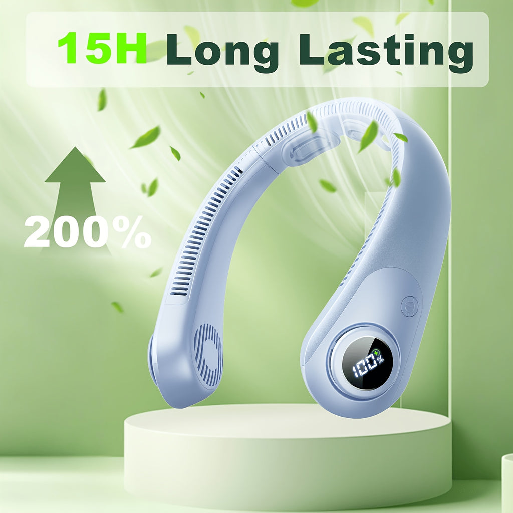 Five-Speed Wearable Neck Fan FZX02, Hands-Free Personal Airflow for Indoor and Outdoor Use in Gray, Dark Blue, Blue, Green or Black for Daily Leisure
