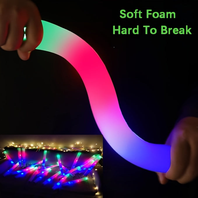 Bulk LED Foam Glow Sticks with Three Listed Flicker Modes, 30 or 50 Piece Party Favor Packs for Weddings, Birthdays, Concerts, Christmas and New Year Celebrations