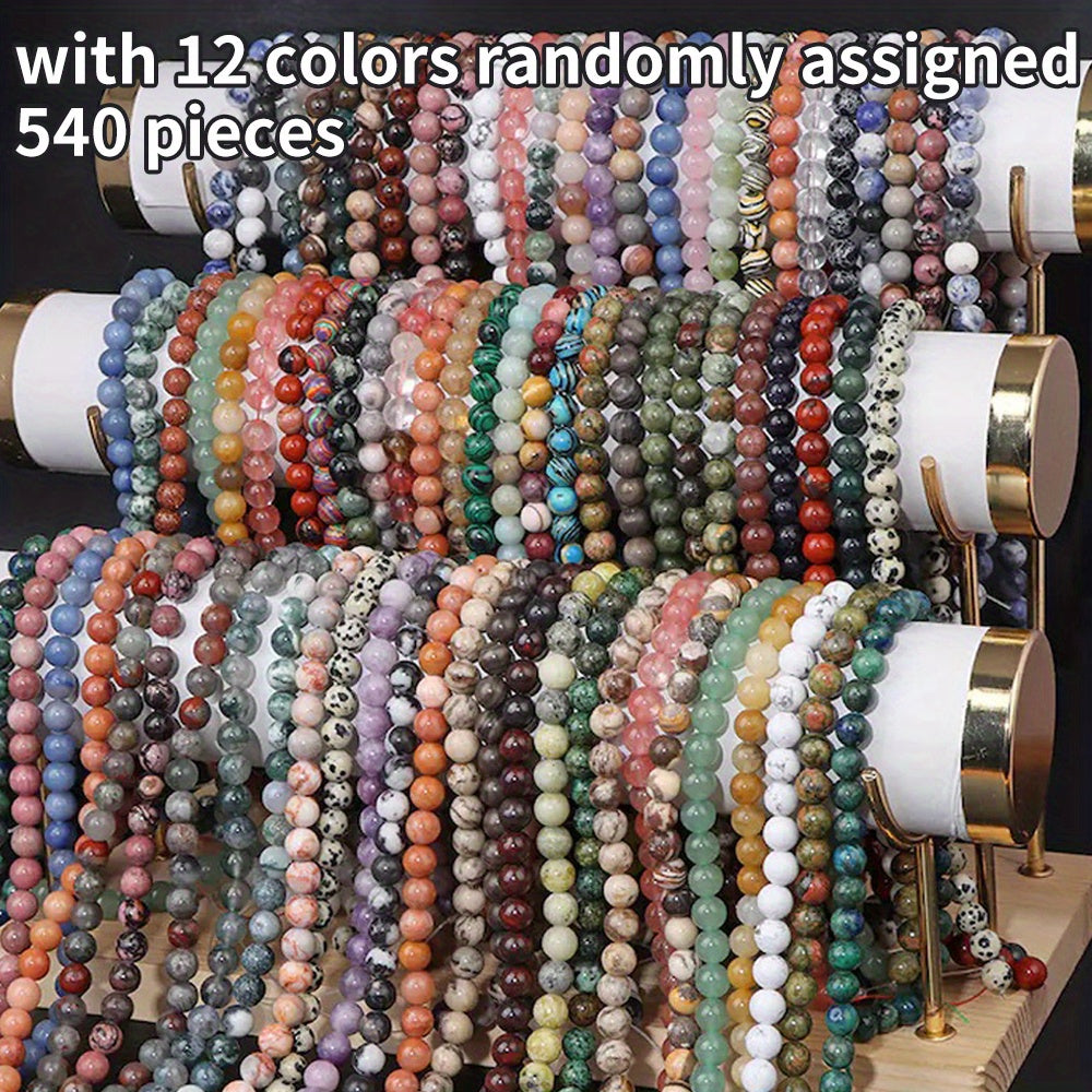 Stone Beads for Jewelry Making with Listed 8mm Size, Mixed Color 540 or 1080-Piece Assortments for DIY Bracelets, Necklaces, Earrings and Craft Projects