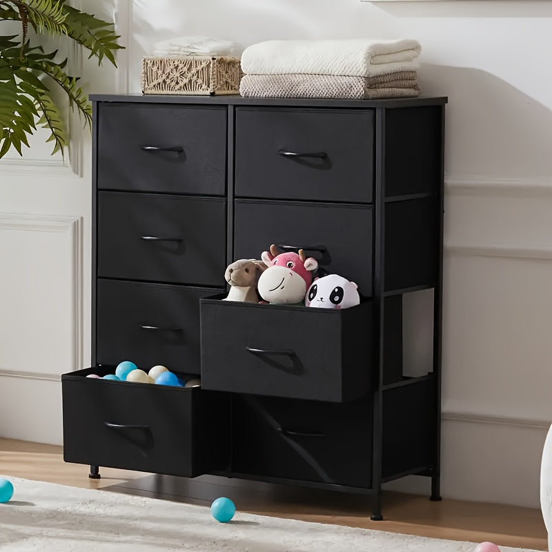 Multi-Drawer Fabric Storage Cabinet with Wooden Top, Four, Five, Seven or Eight Drawer Model Options for Closet, Entryway and Living Room Home Organization