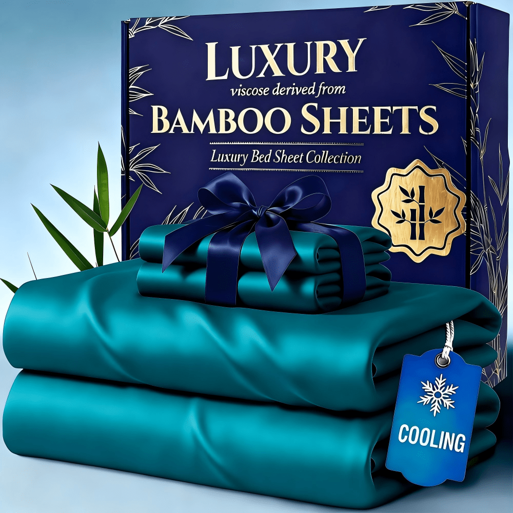 20 Inch Pocket Bed Sheet Set, Four-Piece Bedding with Listed Cooling Comfort, Fitted Sheet, Flat Sheet and Pillowcases in Twin, Full, Queen and King Options