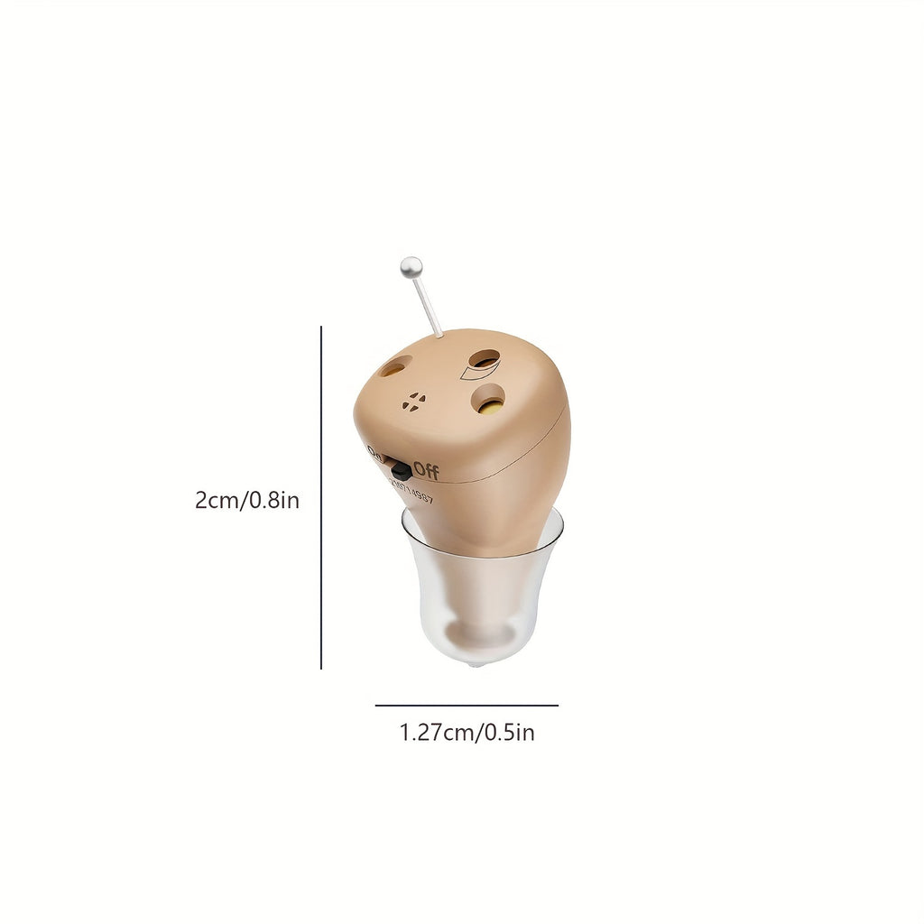CIC Rechargeable Hearing Aids, Listed One-Pair In-Ear Devices with Adjustable Volume and Noise Reduction in Beige, RedBlue or Black Color Options for Adults