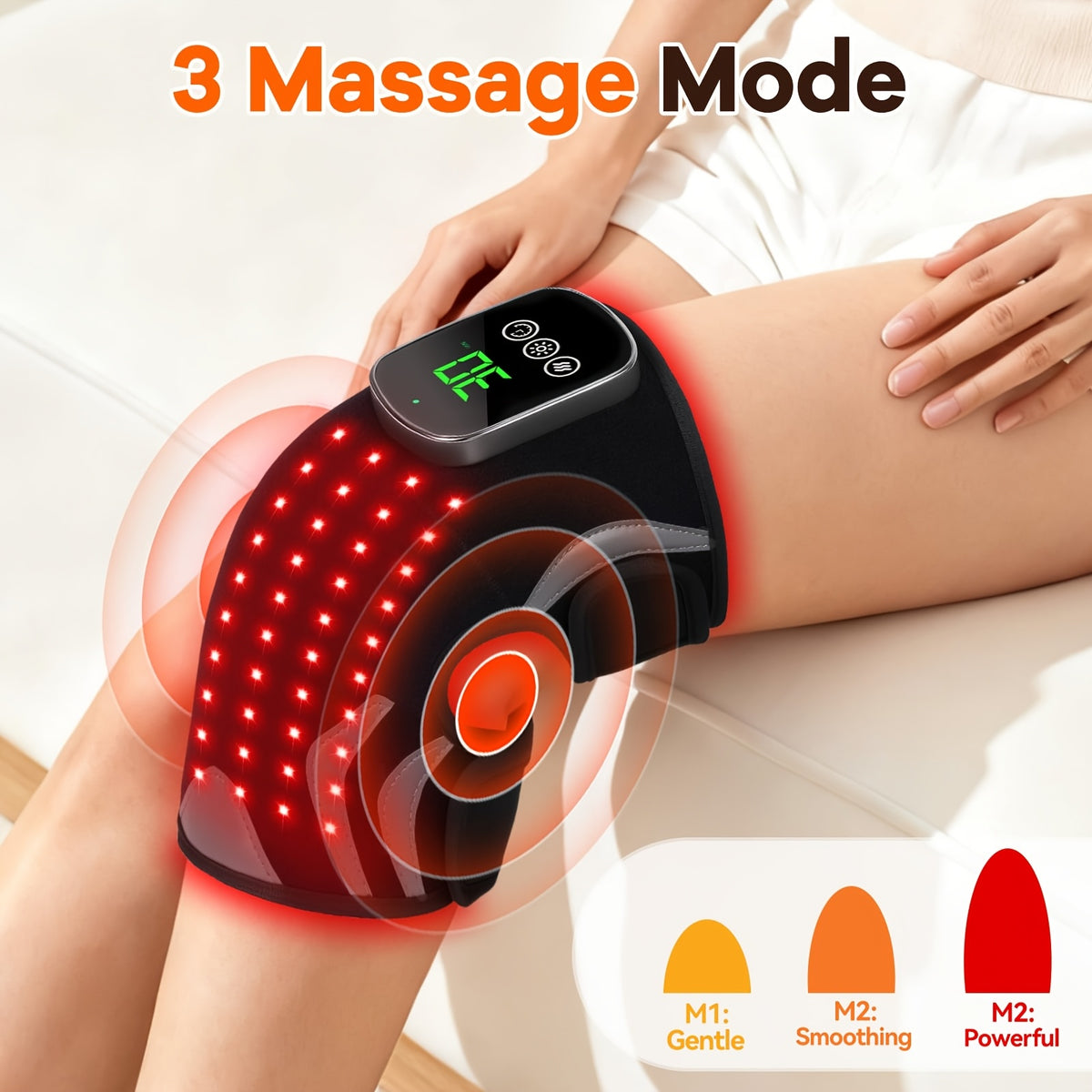 Warming Knee Cushion with Heat and Vibration Massage, Single Cordless Knee Aid with USB Charging and Listed Rechargeable Nickel Battery for Personal Comfort