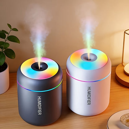 Cool Mist Aromatherapy Diffuser with 300ml Tank and Seven-Color LED Night Light, Black USB-Powered Humidifier for Bedroom, Desk and Home Office Atmosphere