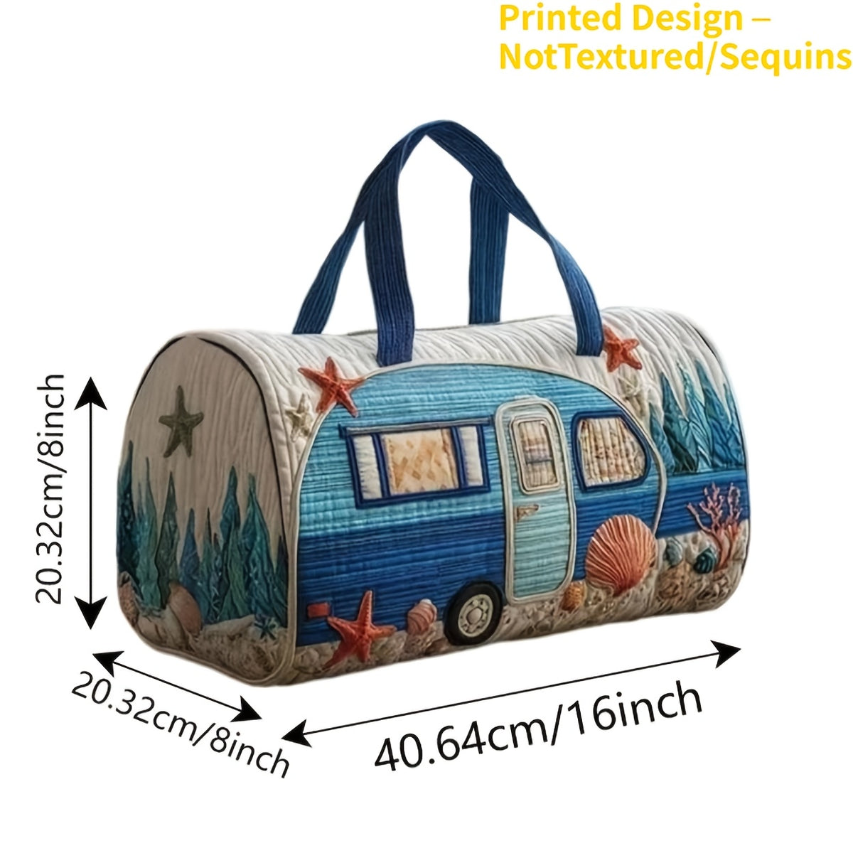 Boho Printed Weekend Travel Bag, Type A Shoulder Strap Tote with Flat Vintage-Inspired Styling for Overnight Trips and Gym Packing, No Sequins or Raised Texture
