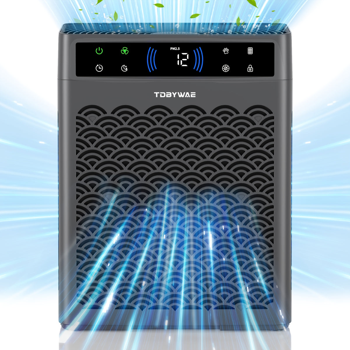 Dual Intake HEPA Air Purifier by TDBYWAE with Activated Carbon, Washable Pre-Filter, Air Quality Sensor, Sleep Mode and Aroma Pad for Home Bedrooms and Offices