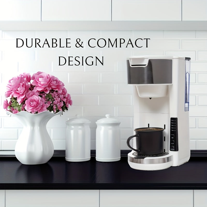 Milky White Single-Serve Coffee Brewer with Built-In Water Tank and Listed K-Cup and Ground Coffee Compatibility for Home Kitchen Counters and Coffee Bar Routines