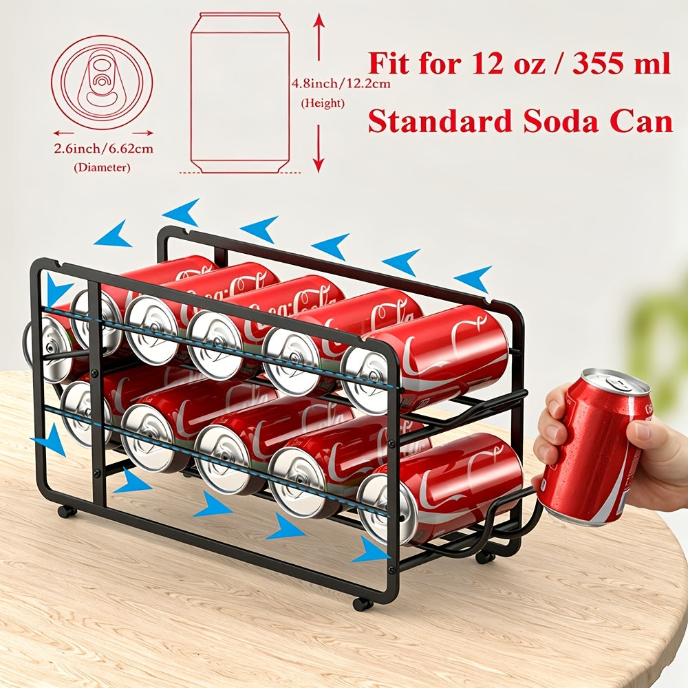 Sliding Can Dispenser Rack, Black Two-Pack Stackable Canned Food Storage Organizer for Pantry Shelves, Kitchen Cabinets and Countertop Organization