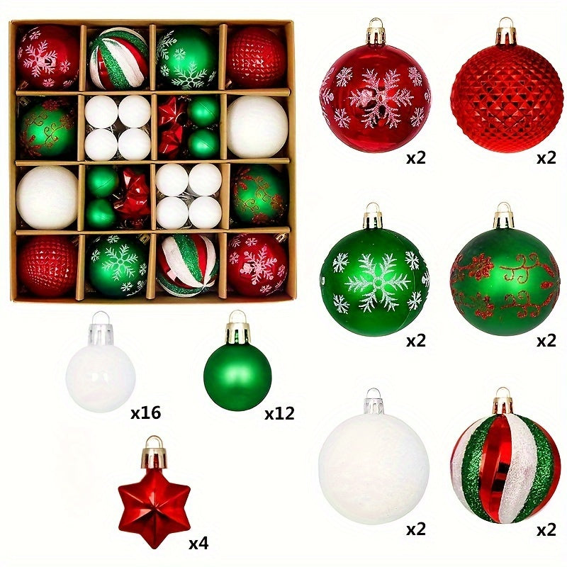 Christmas Ball Ornaments with Eight Color Theme Options, Listed 44-Piece Hanging Decoration Set for Coordinated Tree Styling, Window Displays and Holiday Parties