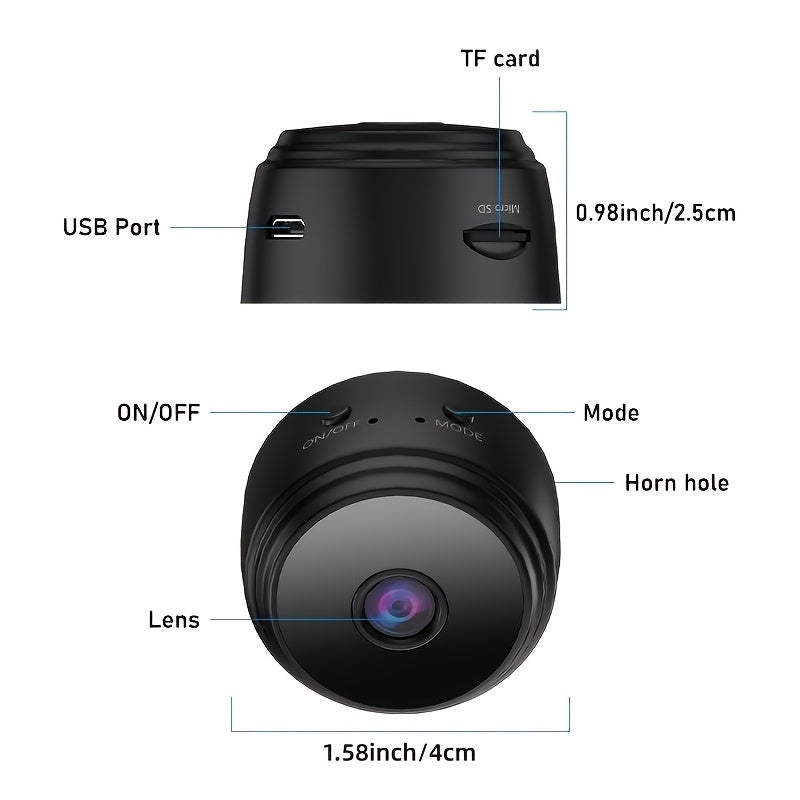 Mini WiFi Security Camera 4-Pack with Magnetic Mount, 2.4GHz Indoor Cameras with Night Vision, Motion Detection, App Remote Viewing and SD Recording Support