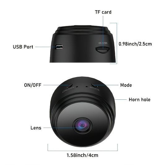 Mini WiFi Security Camera 4-Pack with Magnetic Mount, 2.4GHz Indoor Cameras with Night Vision, Motion Detection, App Remote Viewing and SD Recording Support