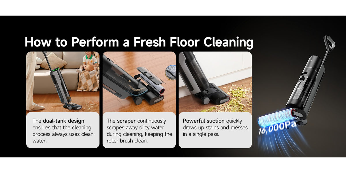 Dreame H12 Pro Wet Dry Vacuum Cleaner, Hard Floor Vacuum and Mop Combo with Smart Mess Detection and Anti-Tangle Brush, 35-Min Runtime and Hot Air Self-Cleaning, Refurbished, with 30.43oz Water Tank