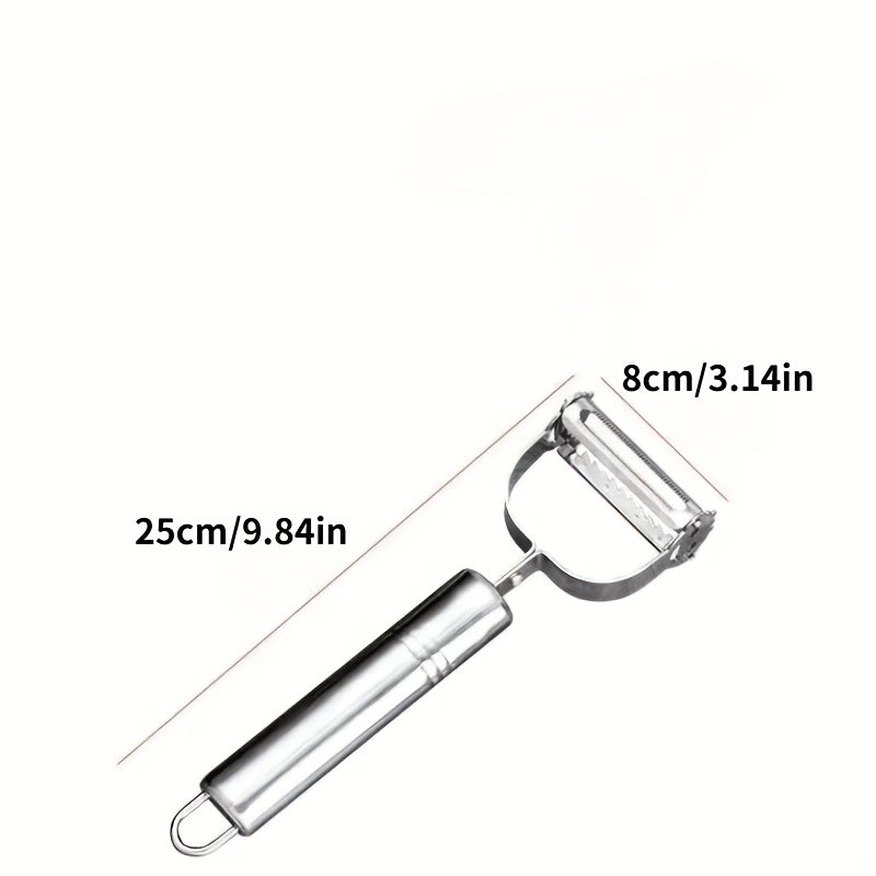 4-in-1 Fruit and Vegetable Peeler in Stainless Steel, Single Kitchen Tool for Cutting, Slicing, Planing and Scraping Potatoes, Carrots and Melons