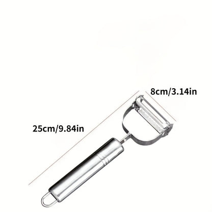 4-in-1 Fruit and Vegetable Peeler in Stainless Steel, Single Kitchen Tool for Cutting, Slicing, Planing and Scraping Potatoes, Carrots and Melons