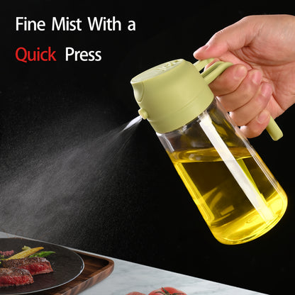 470ml Plastic Oil Spray Bottle with 2-in-1 Spray and Pour Design for Olive Oil, Kitchen Cooking, Grilling, Air Fryer Preparation, Baking and Salad Dressing