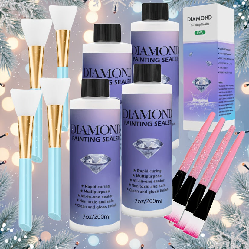 Diamond Painting Sealer Kit with Brush, Craft Surface Finishing Formula for Diamond Art and Puzzles, 240ml, 400ml or 800ml Options for Handmade Gifts