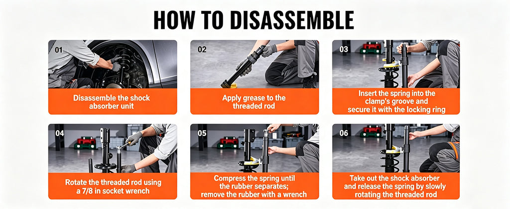 Strut Spring Compressor Kit by SucceBuy with Three Interchangeable Yoke Sizes and Heat-Treated #45 Steel for Compatible MacPherson Suspension Workshop Service