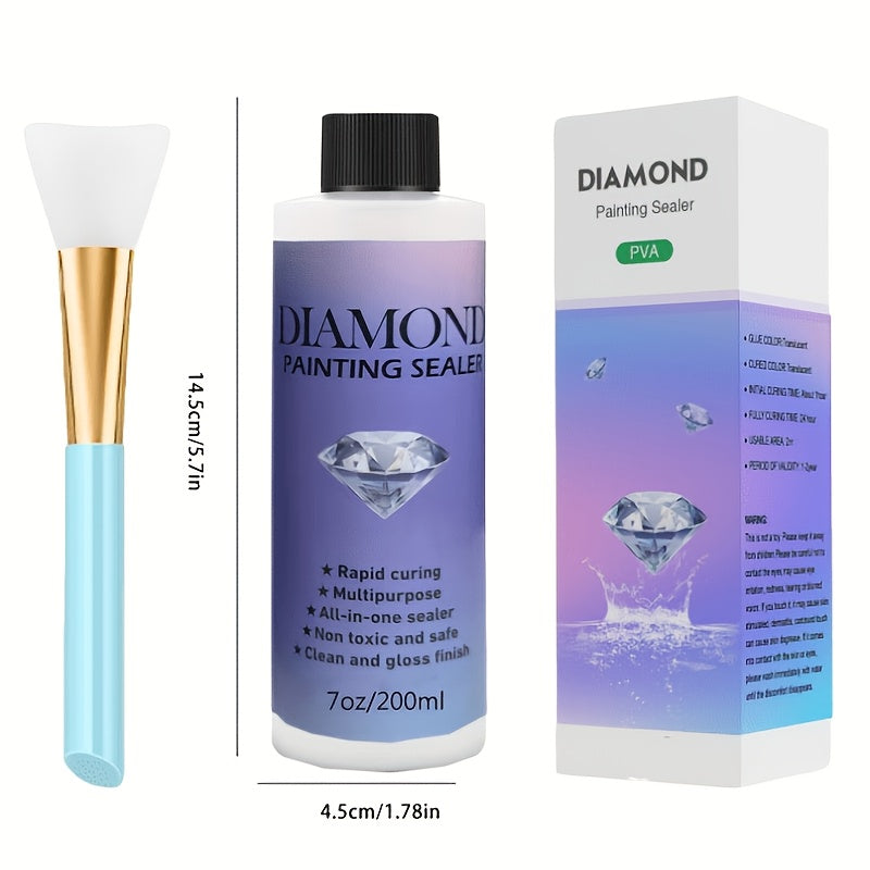 Diamond Painting Sealer Kit with Brush, Craft Surface Finishing Formula for Diamond Art and Puzzles, 240ml, 400ml or 800ml Options for Handmade Gifts